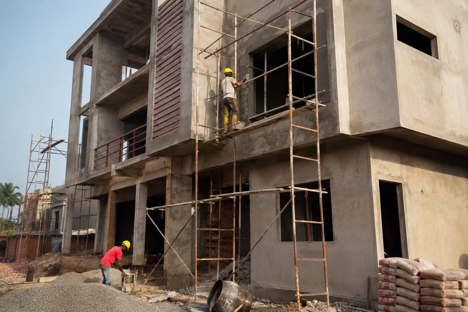 Agent TÉMOIN vérifiant un chantier immobilier en Guinée